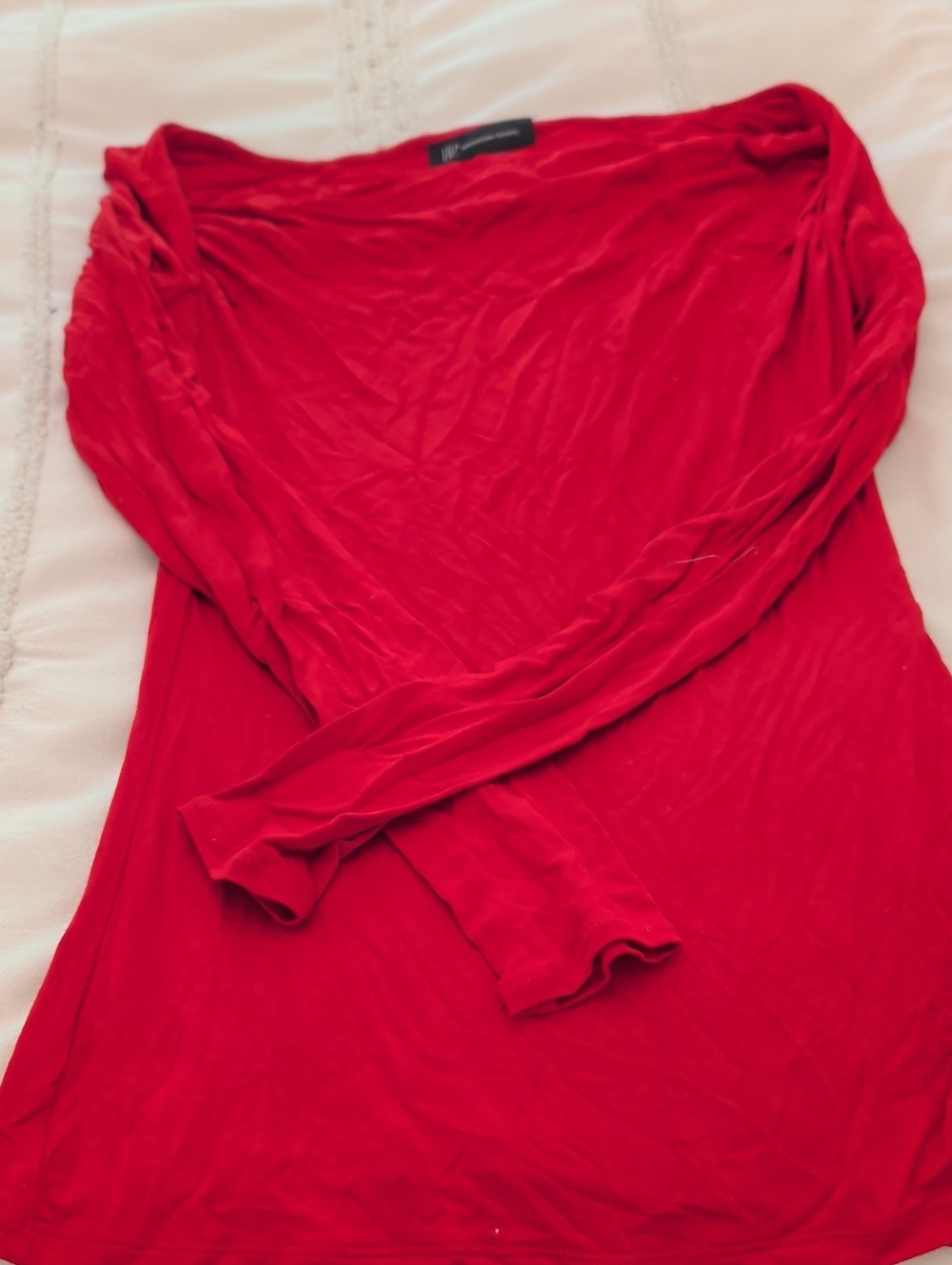 INC International Concepts Bright Red Long Sleeve Scoop Neck Top